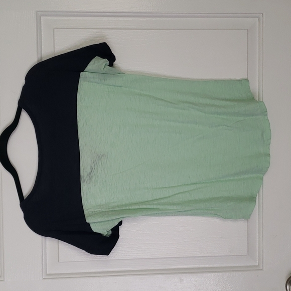 Express 2 tone baseball shirt, mint and navy,  size small - Picture 2 of 3